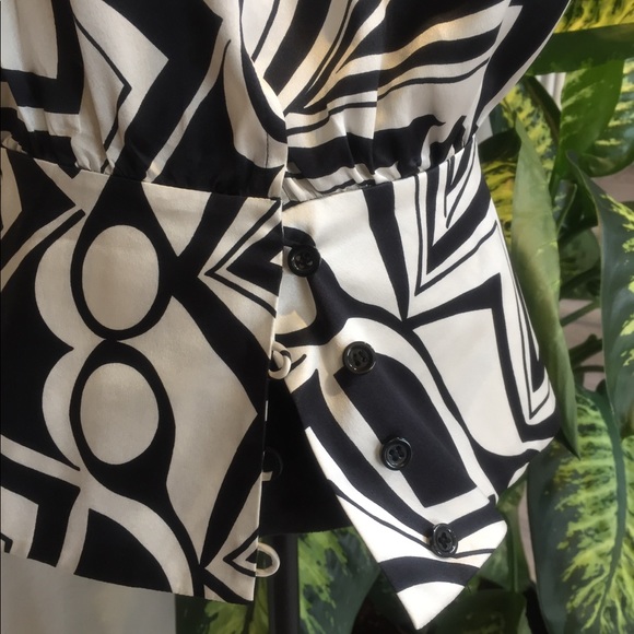 INC Black & White Silk Blouse - Picture 4 of 5